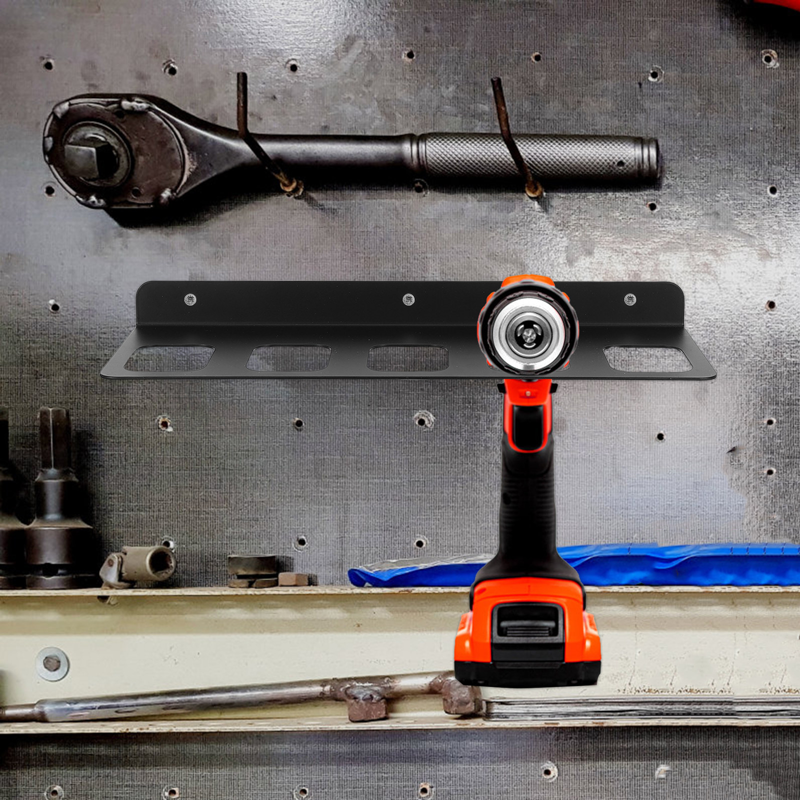 Hand Tools In Workshop - 1Set Garage Wall Mount Tool Organizer
