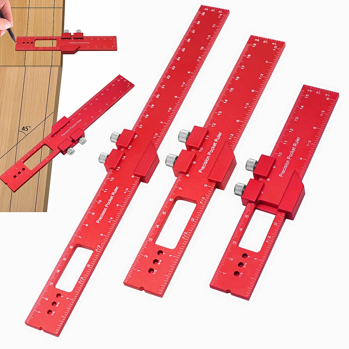 Mini Workshop Tools - 1/3Pcs Precision Pocket Ruler Metal Slide