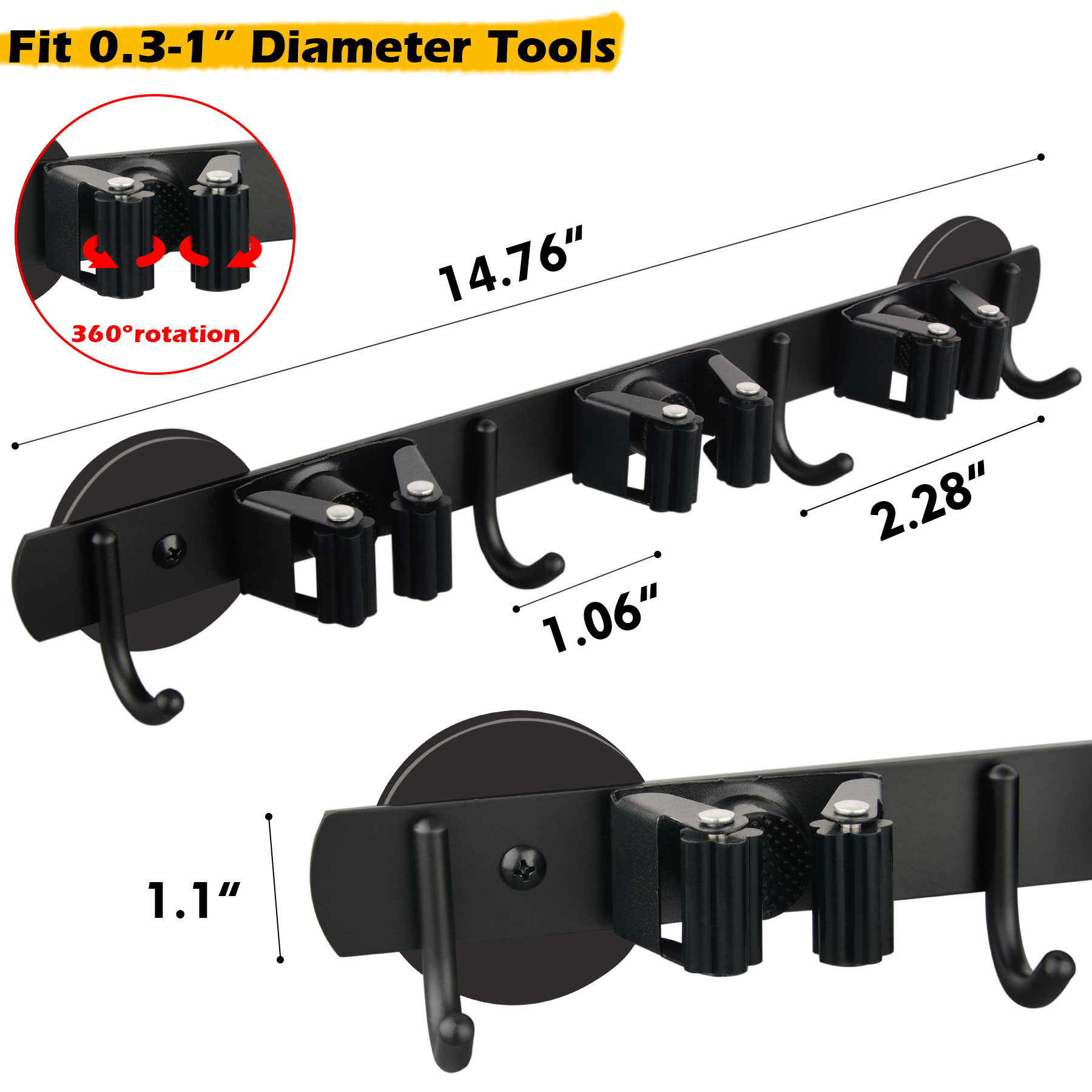 Magnetic Broom and Mop Holder  - Workshop Tools On Wall ulasan dan harga
