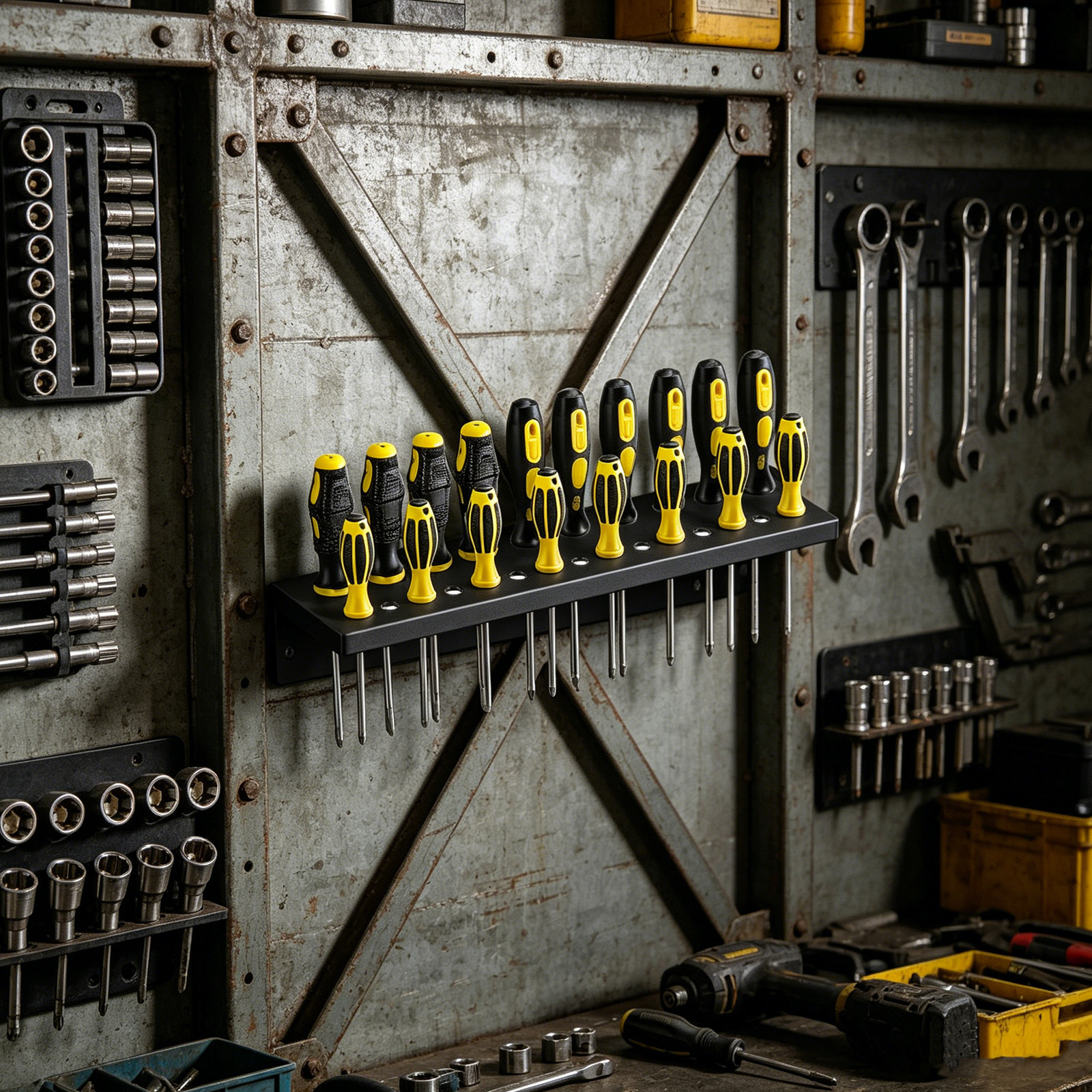 25-Hole Wall Mounted Screwdriv - Workshop Tools Rack ulasan dan harga