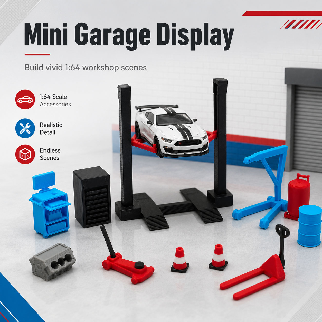1:64 Garage Workshop Miniature - Workshop Tools Display ulasan dan harga