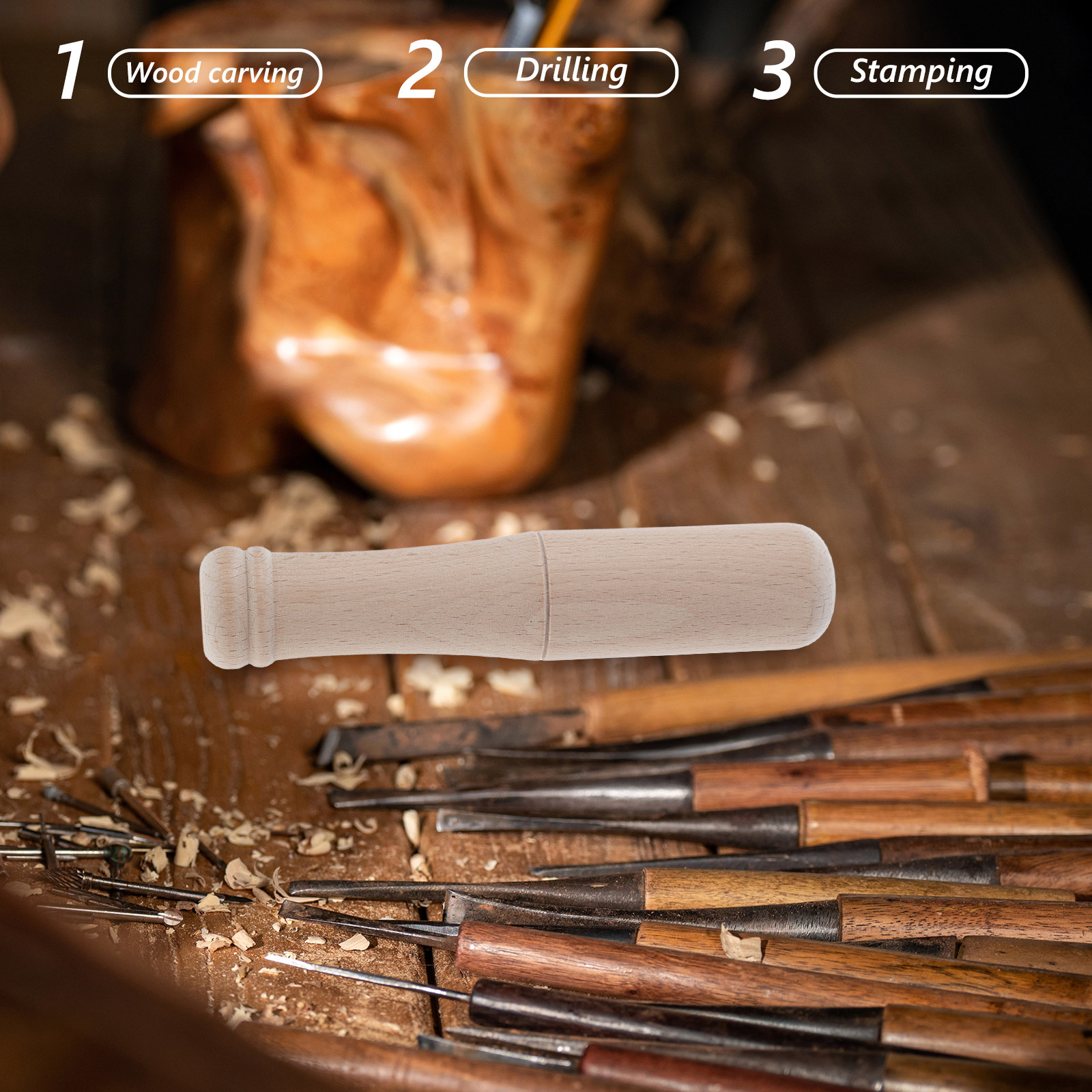 One Piece Solid Beechwood Mall - Mallet Wood Carving ulasan dan harga