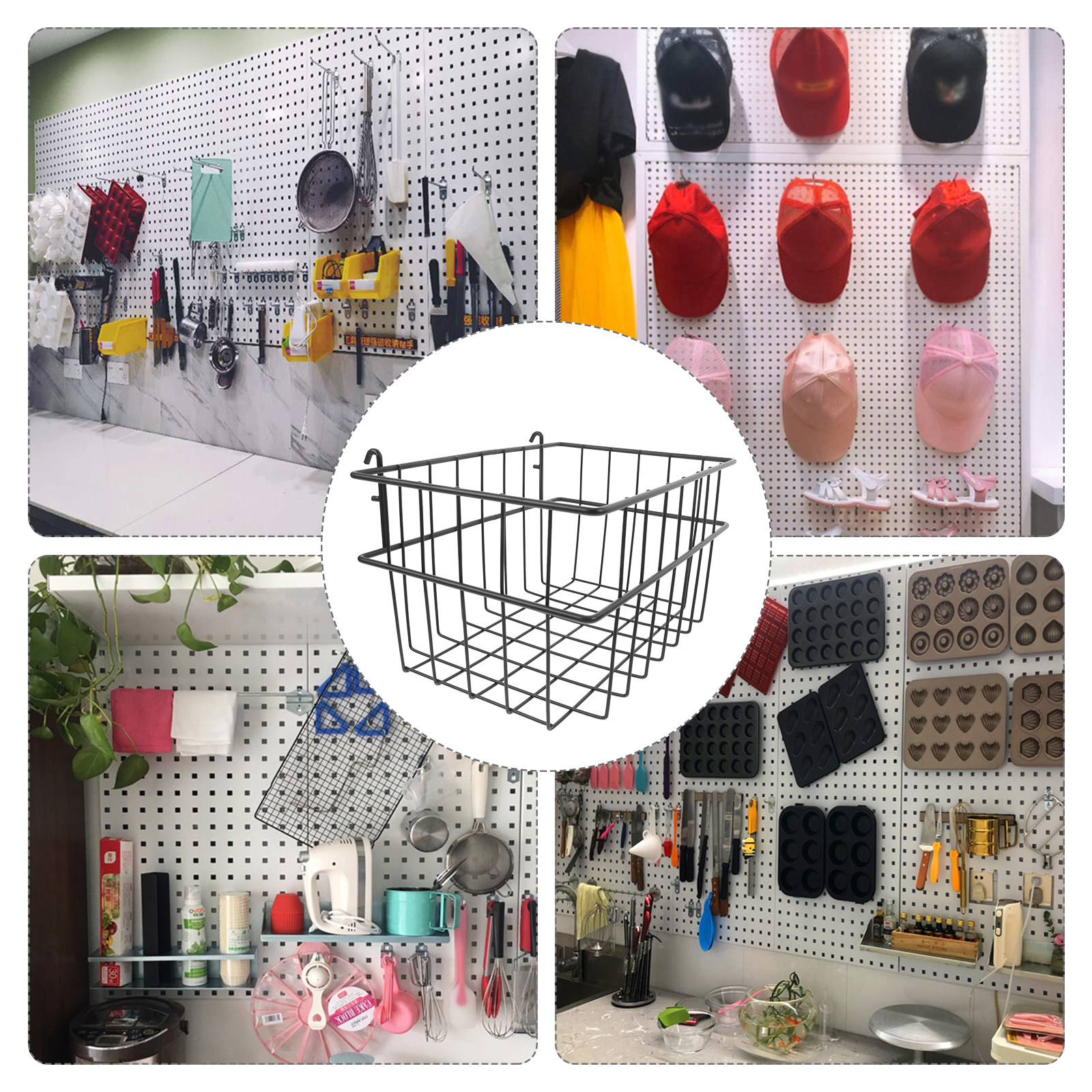 Black Iron Pegboard Organizer  - Workshop Tools Rack ulasan dan harga